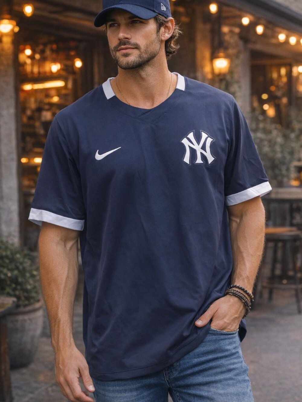 Nike NY Baseball Jersey Men's 4XL NWT Navy Blue Oversized Loose Fit